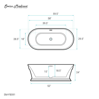 Santorini 60" Freestanding Tub