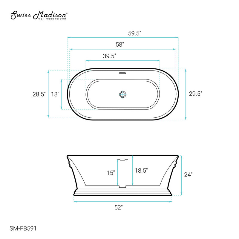 Santorini 60" Freestanding Tub