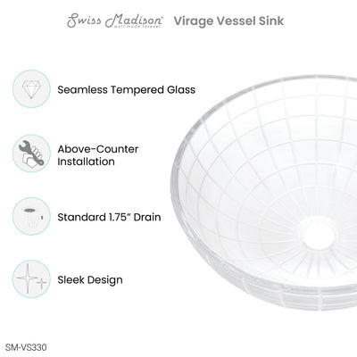 Virage 16.5" Round Glass Vessel Sink