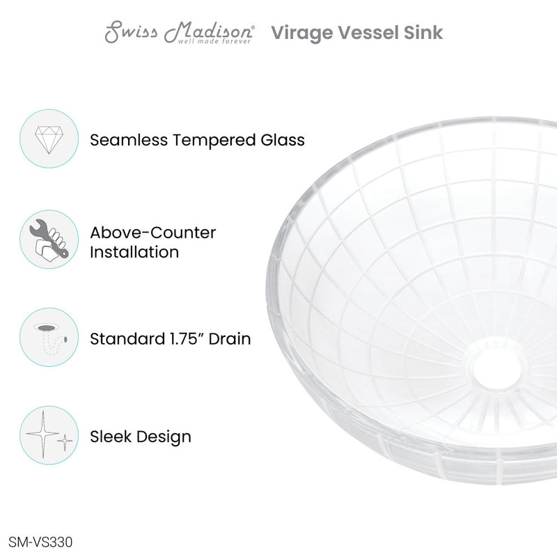 Virage 16.5" Round Glass Vessel Sink