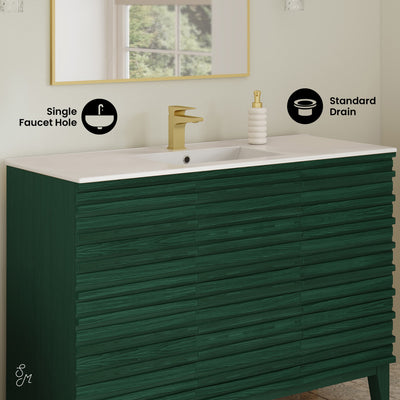 Cascade 48" Freestanding Bathroom Vanity in Green Oak with Sink Top