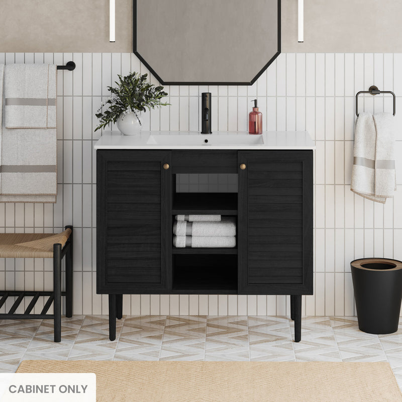 Bron 36" Freestanding Bathroom Vanity Cabinet without Top in Black Oak