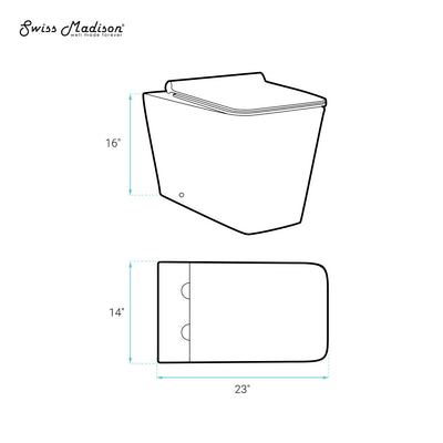 Concorde Back-to-Wall Toilet Bundle 0.8/1.6 GPF Dual Flush in Glossy White with Black Flush Plate