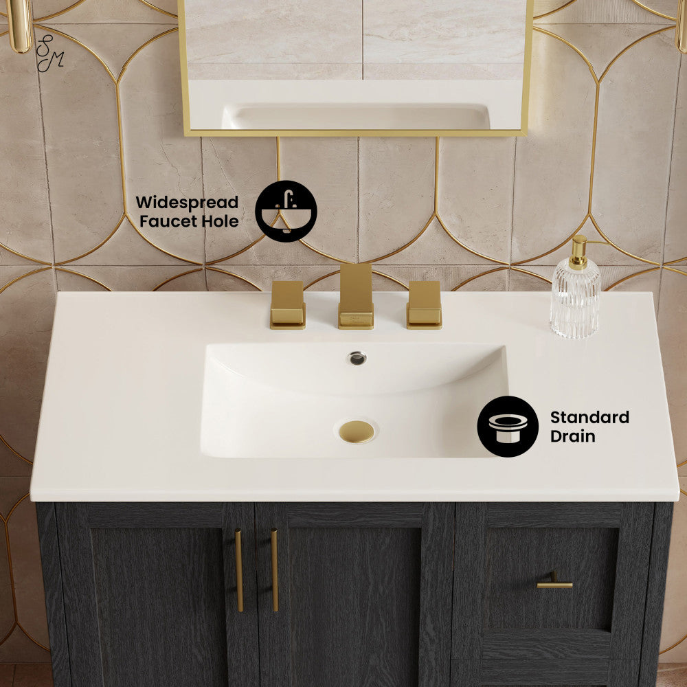 Forme 36" Modular Freestanding Bathroom Vanity with 3-Hole Widespread Top in Black Oak