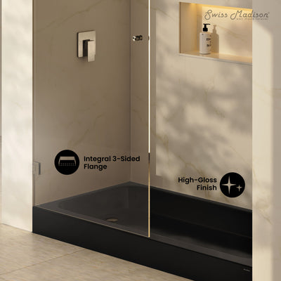 Voltaire 60 x 30 Shower Pan Base with Left Drain in Glossy Black