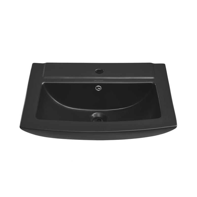 Sublime Square Two-Piece Pedestal Sink in Matte Black