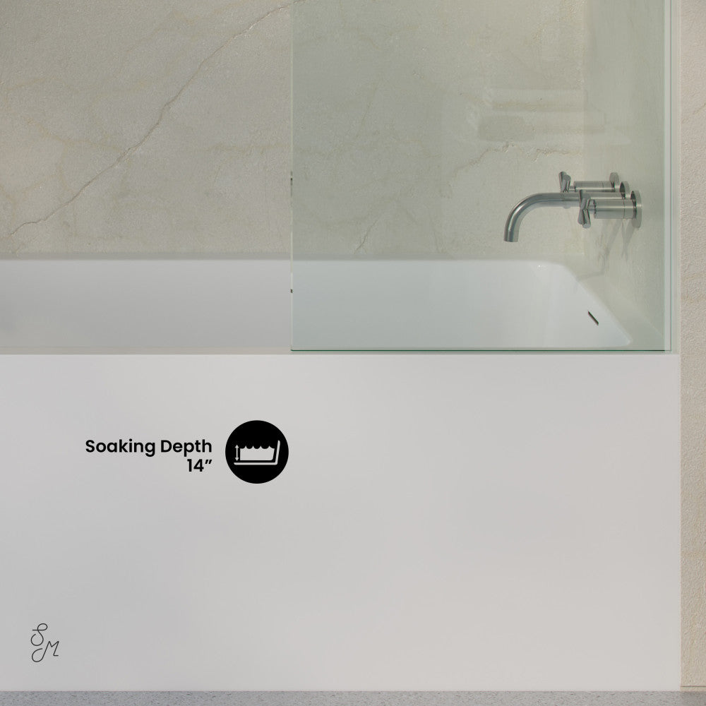 Voltaire 72 x 32 Skirted Right Drain Soaking Alcove Bathtub in Glossy White, Drain Included