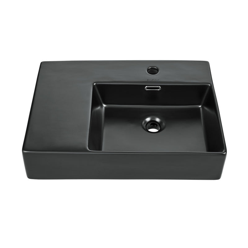 St. Tropez 24 x 18 Ceramic Wall Hung Sink with Right Side Mount, Matte Black