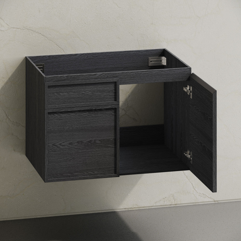 St. Tropez 30" Wall-Mounted Bathroom Vanity Cabinet without Top in Black Oak