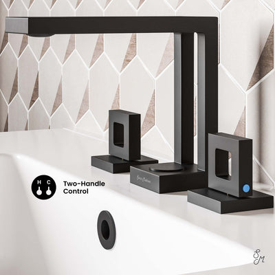 Pierre Widespread, Double Handle, Bathroom Faucet in Matte Black