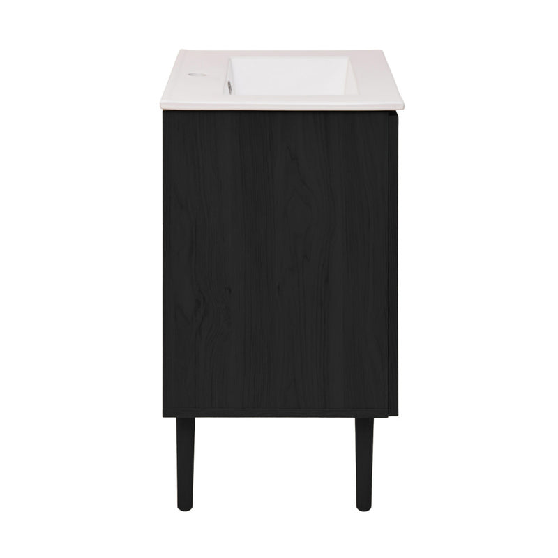 Bron 24" Freestanding Bathroom Vanity in Black Oak with Sink Top