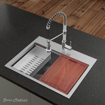 Ravi Single Basin 30 x 22 Topmount Kitchen Workstation Sink