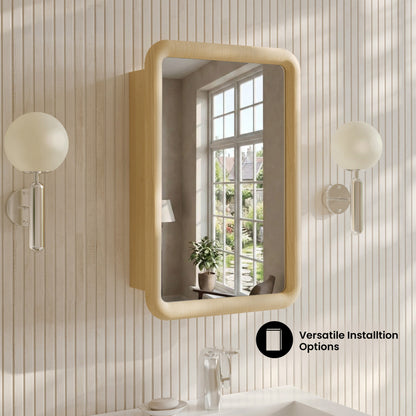Plaisir 18 x 27 Recessed/Wall Mount Medicine Cabinet with Mirror in Natural Oak