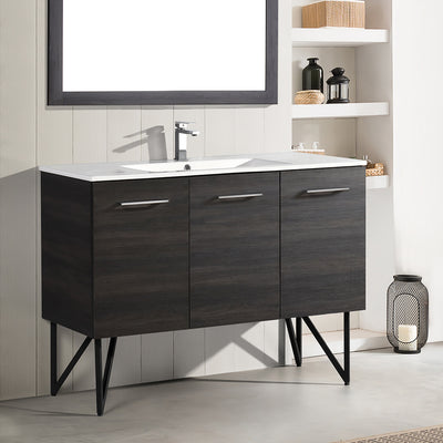 Annecy 48" Freestanding Bathroom Vanity in Black Walnut with Sink Top