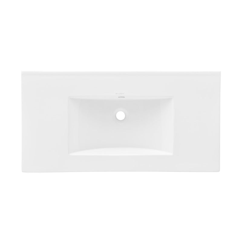 36" Zero Hole Vanity Sink Top in Glossy White