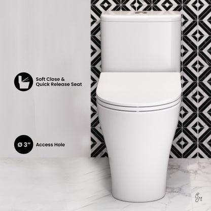 Cascade One-Piece 12" Rough-in 1.1/1.6 GPF Single Vortex Dual Flush Compact Toilet in Glossy White