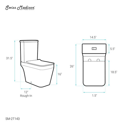 Rivoli Two-Piece Square Toilet Dual-Flush 1.1/1.6 gpf