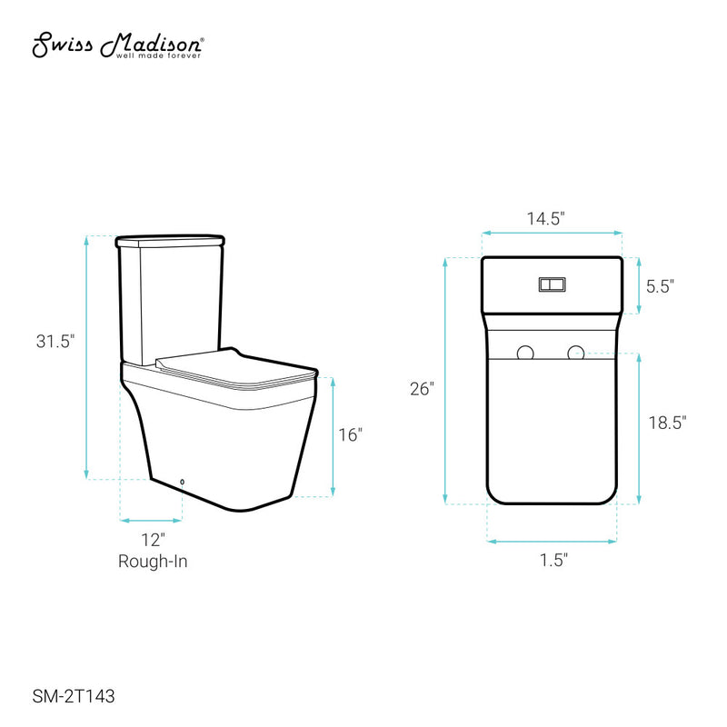 Rivoli Two-Piece Square Toilet Dual-Flush 1.1/1.6 gpf