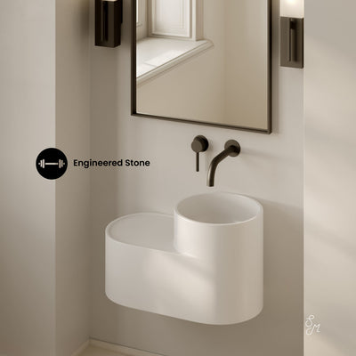 Monaco 20" Solid Surface Oval Wall-Mounted Sink In Matte White