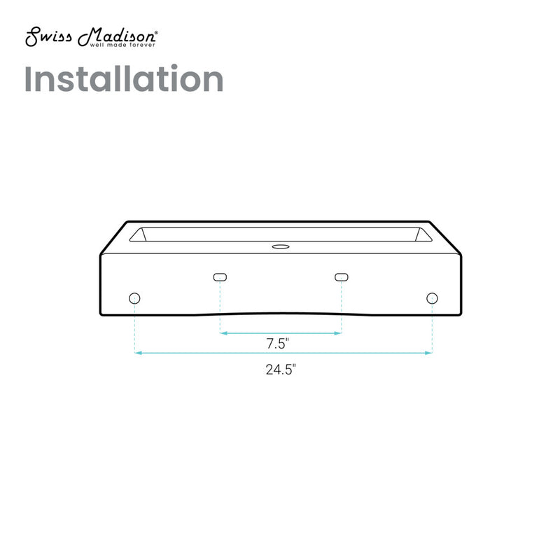 Voltaire Wide Rectangle Wall-Mount Sink in Shiny White