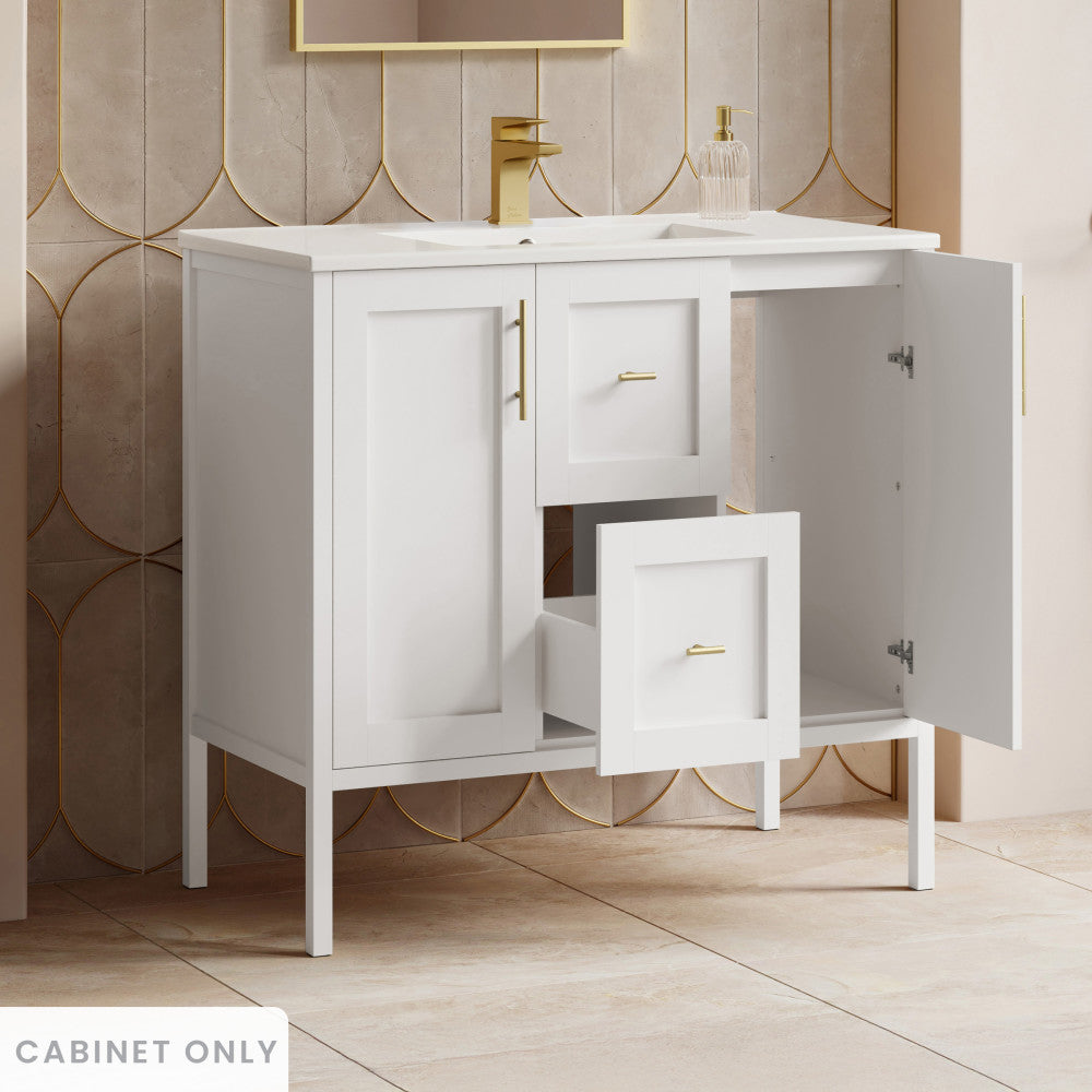 Forme 36" Modular Freestanding Bathroom Vanity Cabinet without Top in White