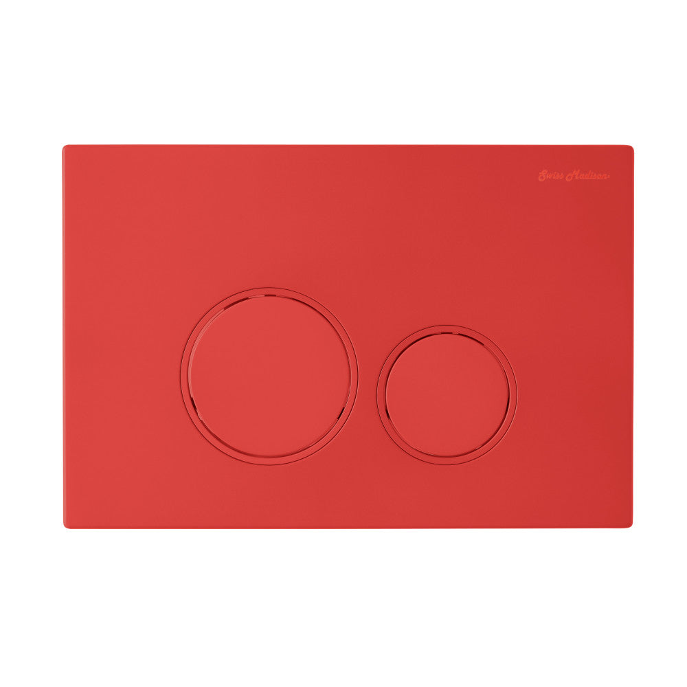 Monaco Wall Mount Dual Flush Actuator Plate with Round Push Buttons in Matte Red