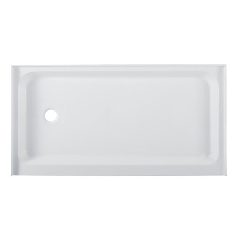 Voltaire 60" x 32" Acrylic White, Single-Threshold, Left-Hand Drain, Shower Base