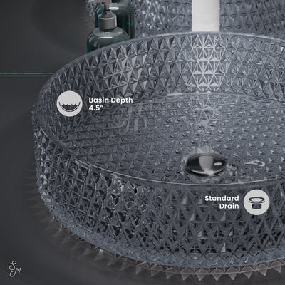 Cache 15.75" Round Glass Vessel Sink in Black