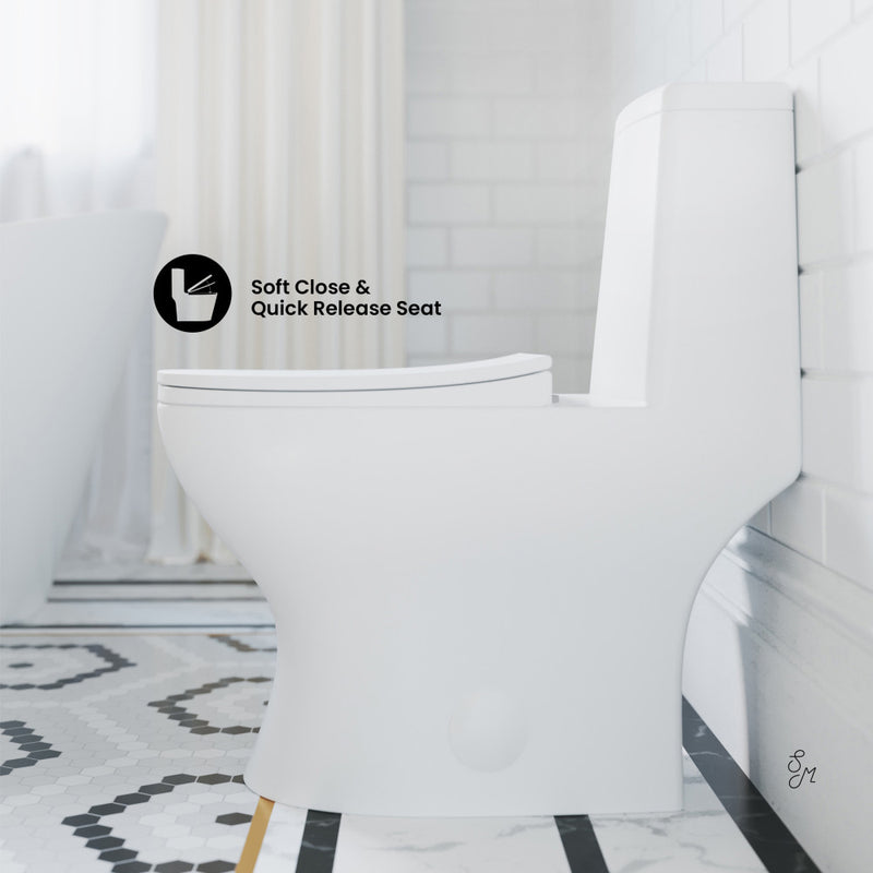 Ivy One-Piece Elongated Toilet Left Side Flush, 10" Rough-In 1.28 gpf