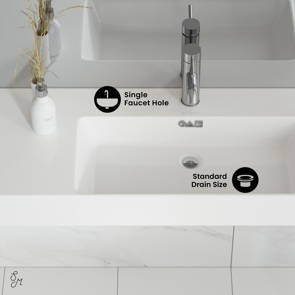 St. Tropez 36" Rectangle Wall-Mounted Sink with Right Side Faucet Mount
