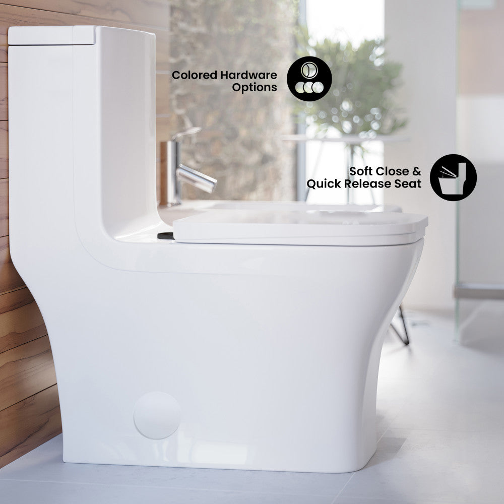 Concorde One Piece Square Toilet Dual Flush, Black Hardware 1.1/1.6 gpf