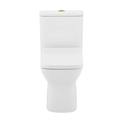 Carre One Piece Square Toilet Dual Flush, Brushed Gold Hardware 1.1/1.6 gpf