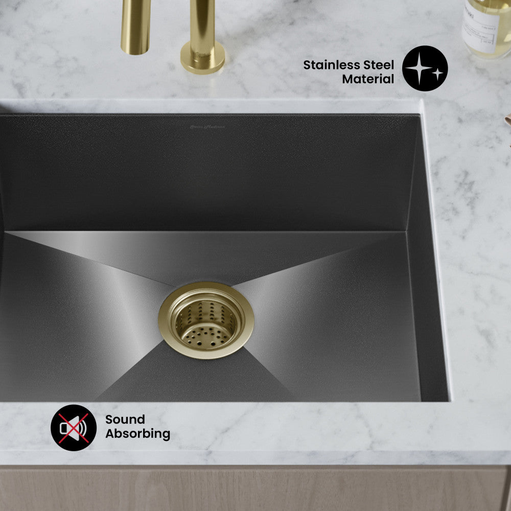 Tourner 21 x 18 Stainless Steel, Single Basin, Undermount Kitchen Sink,Black