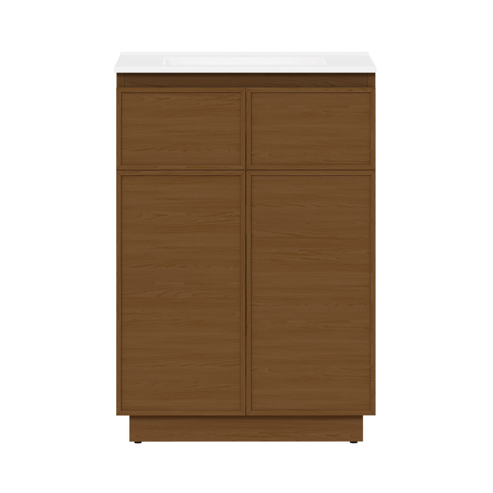 St. Tropez 24" Freestanding Bathroom Vanity in Brown Oak with Sink Top