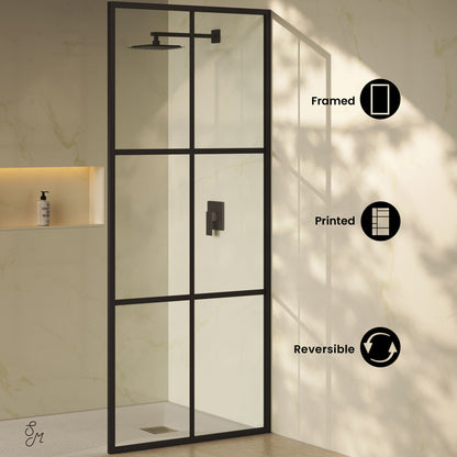 Virage 34 x 76 Framed Fixed 3/8 in. (10mm) Clear Tempered Glass Shower Door with Black Matte Frame