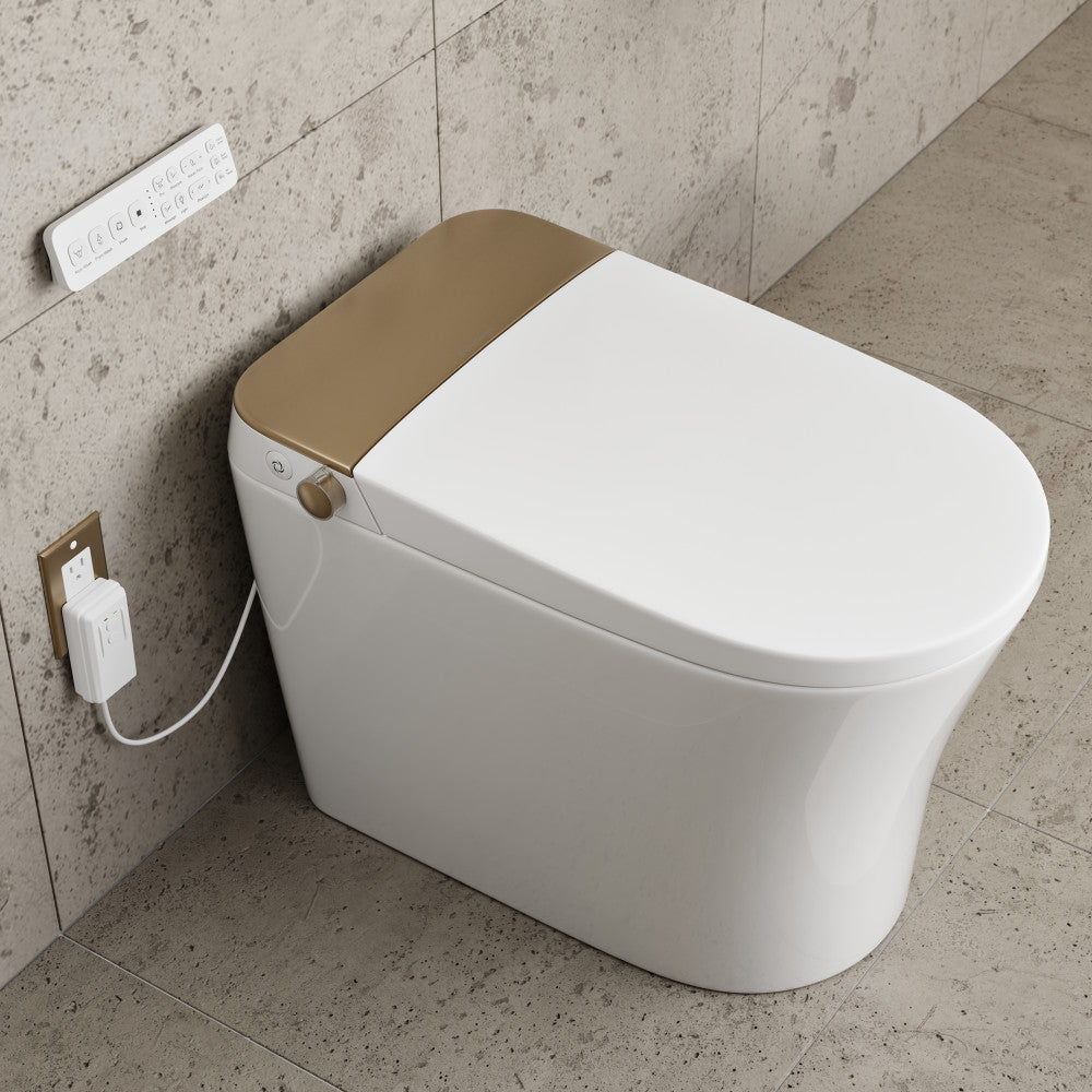 Hugo O Smart Toilet 12" Rough-in ADA Height in Glossy White with Integrated Tank, Auto Open/Close Lid, Foam Shield, UV Sterilization