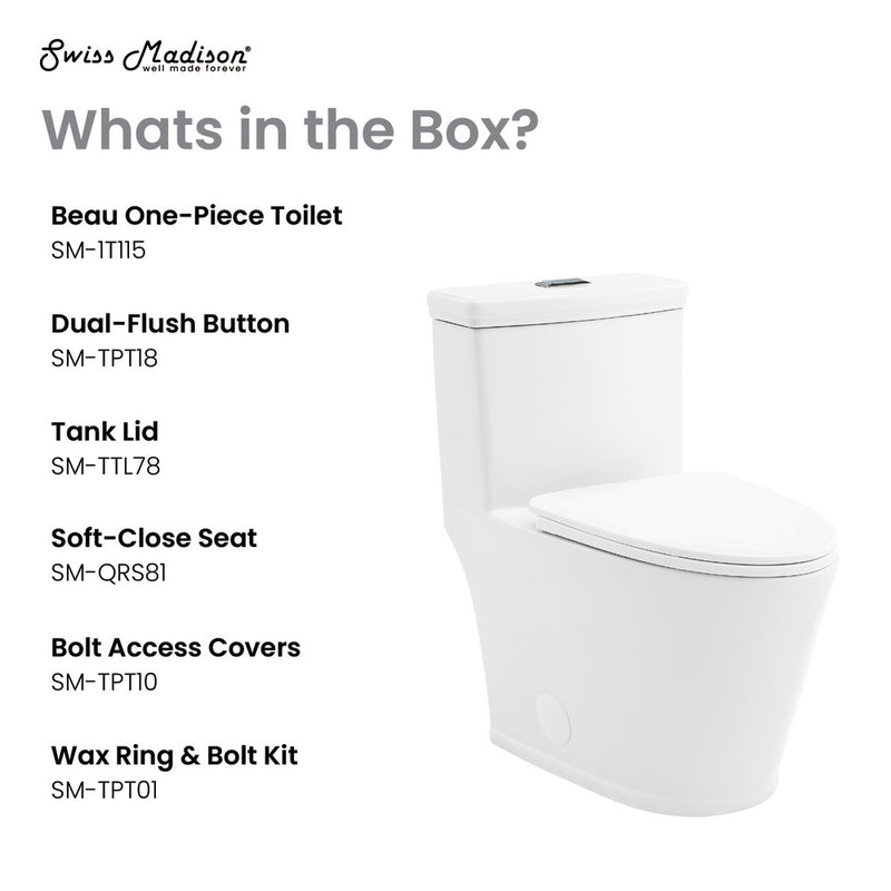 Beau One-Piece Elongated Toilet Dual-Flush 1.1/1.6 gpf