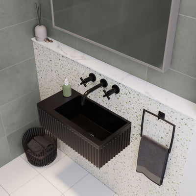 Delice 24" Rectangle Wall-Mount Bathroom Sink in Matte Black