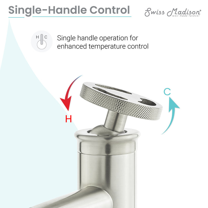 Avallon Single Hole, Single-Handle Wheel, Bathroom Faucet in Brushed Nickel