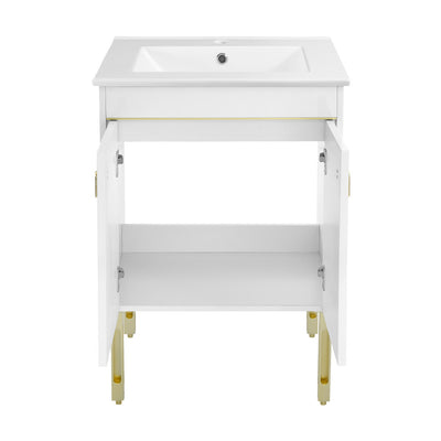 Lumiére 24" Freestanding Bathroom Vanity in White with Sink Top