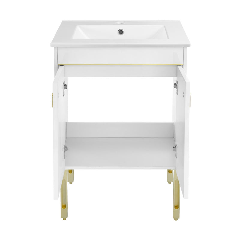 Lumiére 24" Freestanding Bathroom Vanity in White with Sink Top