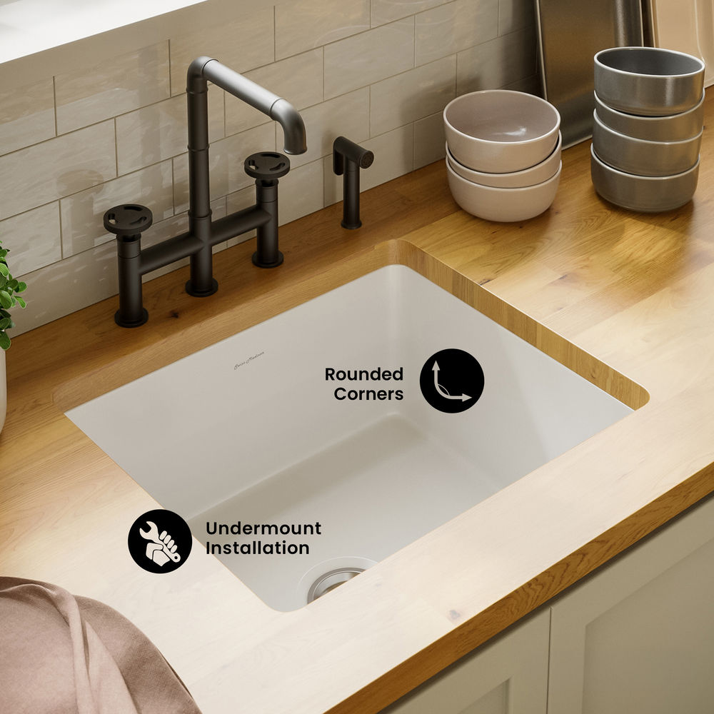 Rochelle 24 x 18 ceramic single basin, drop-in/undermount kitchen sink