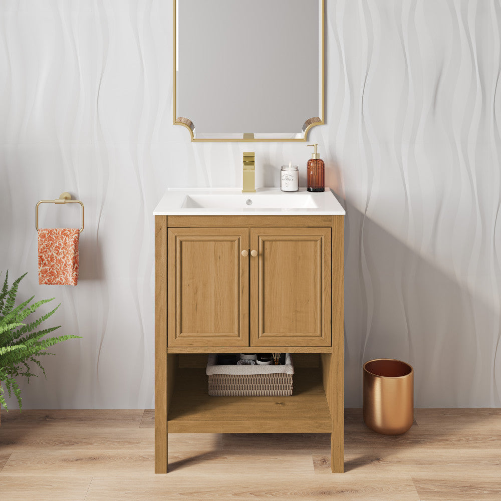 Chateau 24" Freestanding Bathroom Vanity in Golden Oak with Sink Top