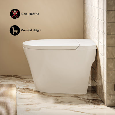 Hugo H Power Flush Tankless Toilet 12" Rough-in 1.1 GPF Non-Electric ADA Toilet with Integrated Tank in Glossy White