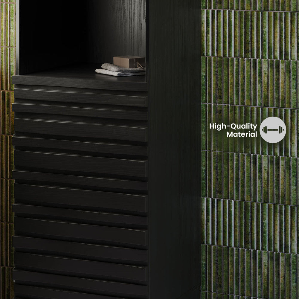 Cascade 17 x 17 x 60 Freestanding Linen Cabinet in Black Oak