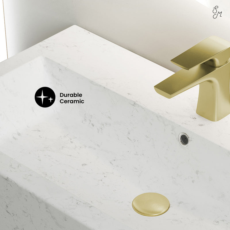 Voltaire Wide Rectangle Wall Hung Sink in Static Marble