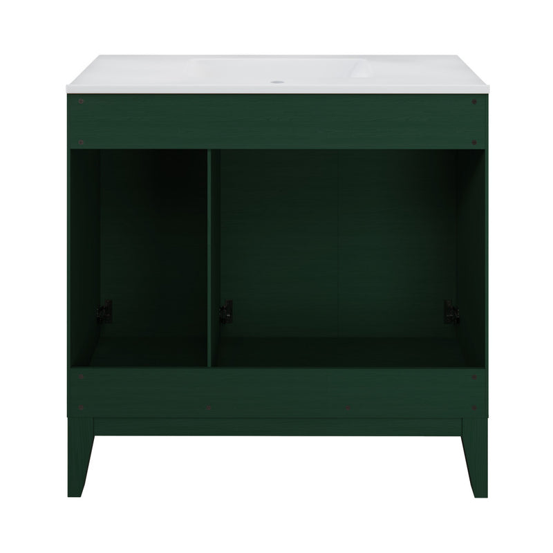 Cascade 36" Freestanding Bathroom Vanity in Green Oak with Sink Top
