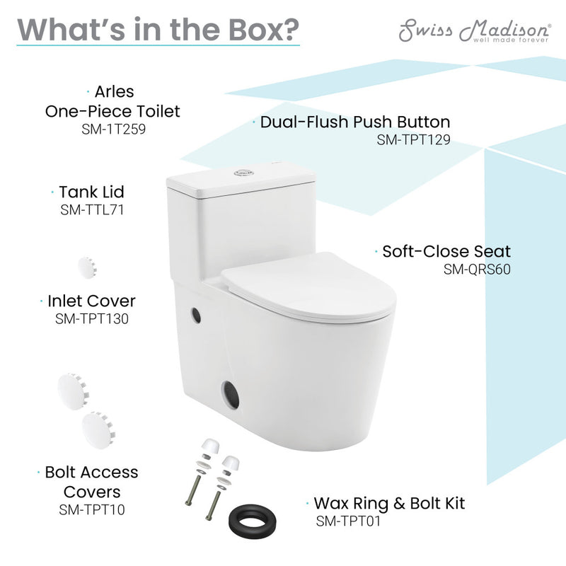 Arles One-Piece Elongated Toilet Vortex Dual-Flush 0.8/1.18 gpf