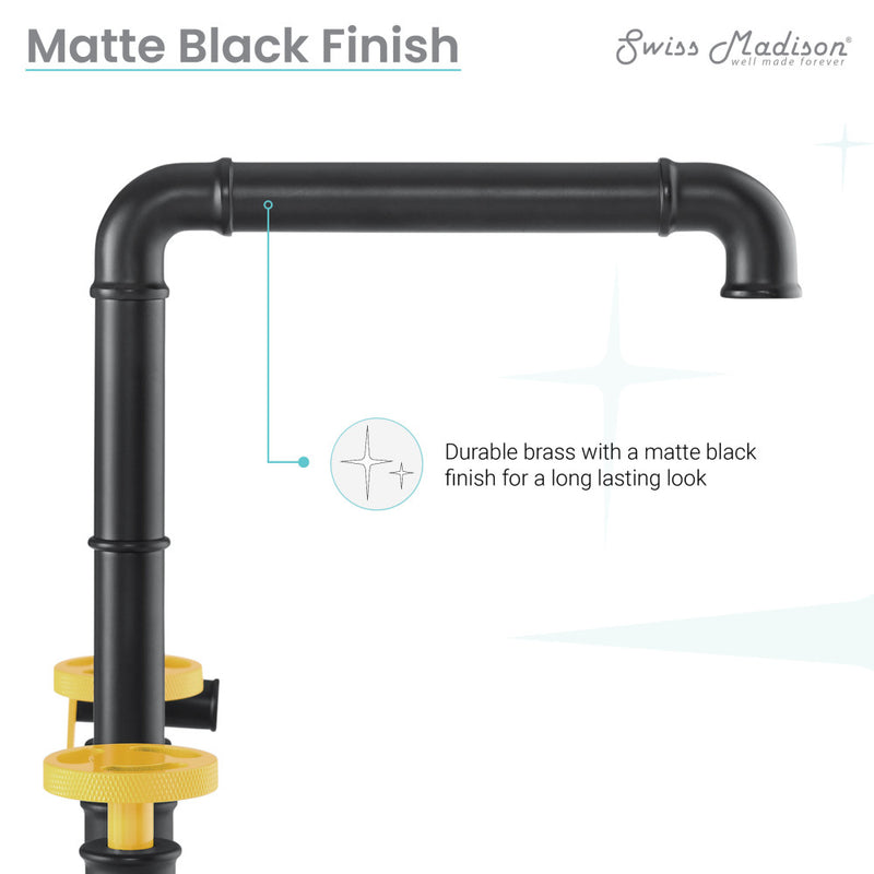 Avallon Pro Kitchen Faucet in Matte Black & Yellow