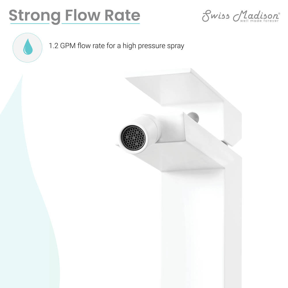 Single-handle bidet faucet in matte white, angular modern design.